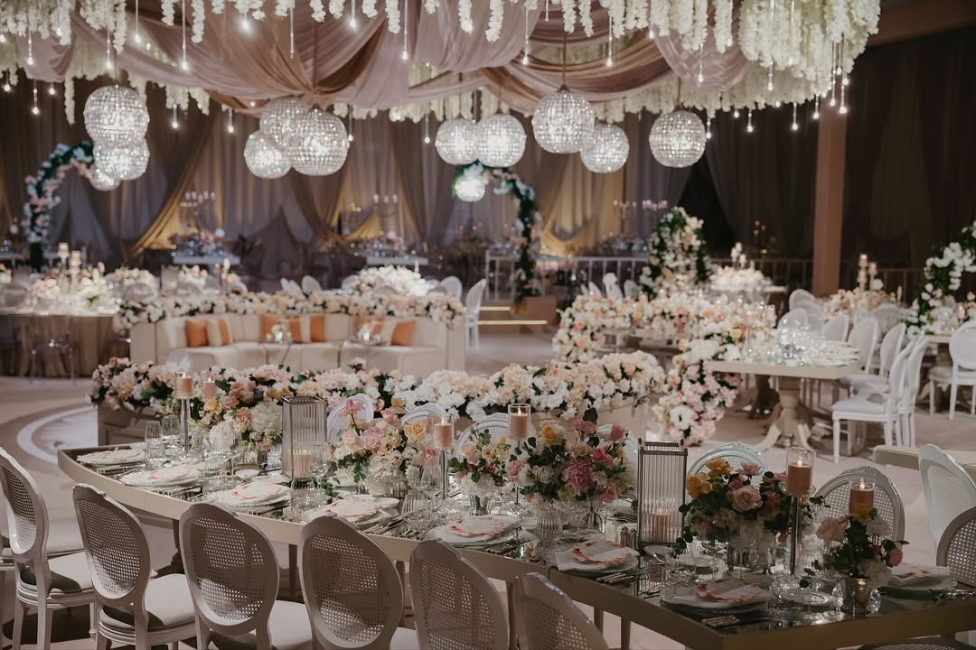 Blush and ivory floral ballroom