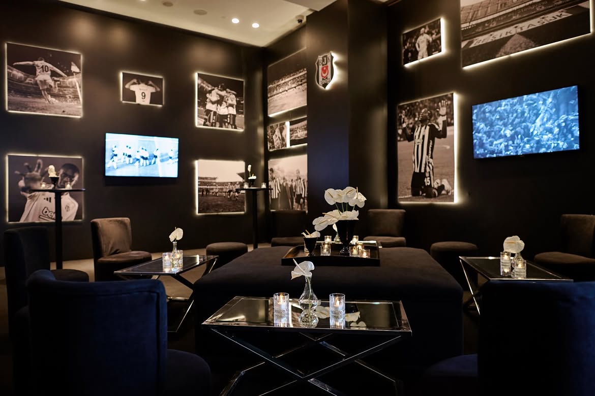 Besiktas JK branded corporate lounge activation with football memorabilia